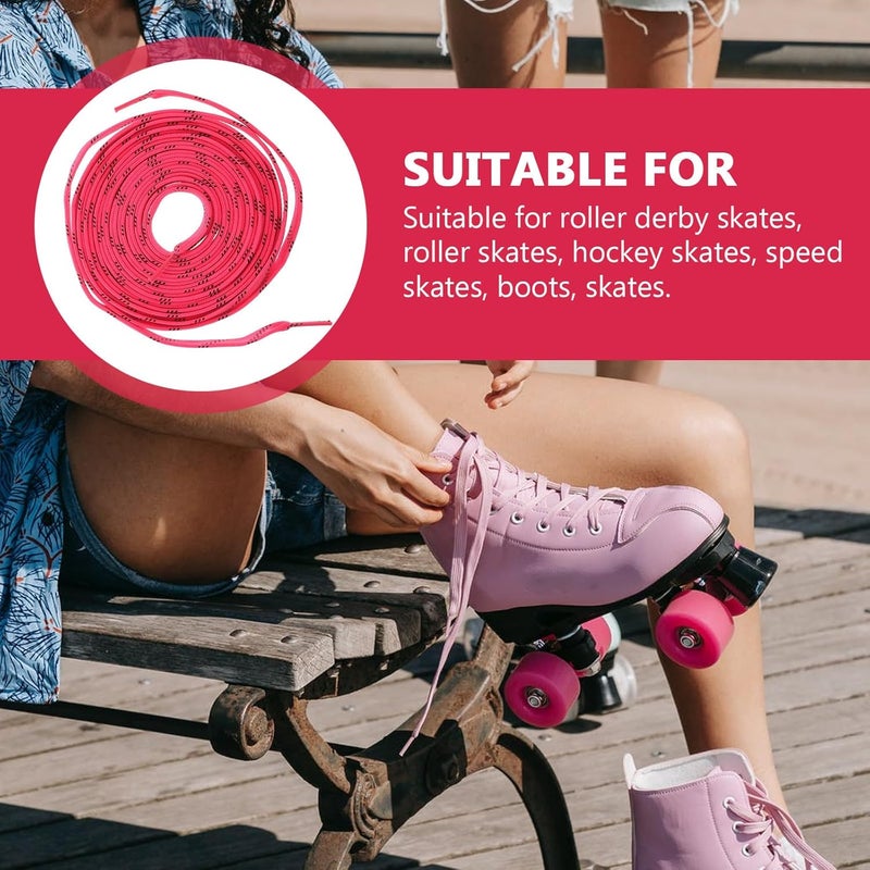 Ciieeo Waxed Roller Skates Shoelaces Pink 96-inch Flat Polyester Laces Wide Skate Shoe Strings and Inline Skates - Image 5