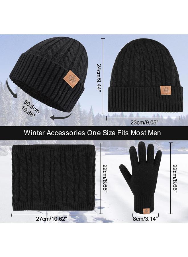 كوفوز طاقي شتوي للرجال والنساء، مجموعة قبعة الشتاء ووشاح وقفازات تعمل باللمس، مجموعة 3 في 1 للرجال والنساء من وشاح الرقبة وقفازات وقبعة - Image 5