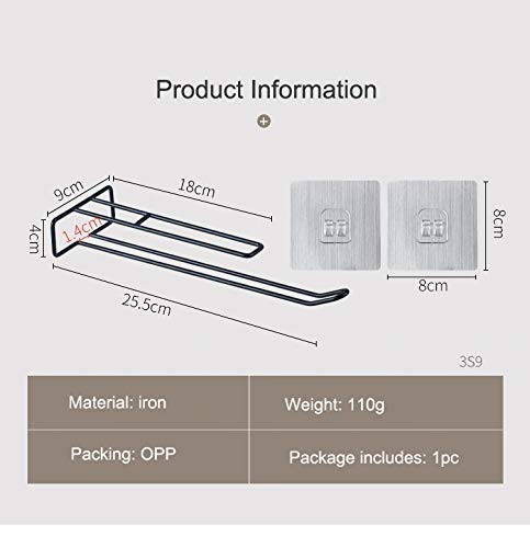 TORMUND TORMUND Paper Towel Holder Multi Functional Kitchen Rack for Towel Holder Tissue Paper Rack Wine Glass Holder Adhesive Wall Mount Paper Towel Holder for Kitchen Bathroom Toilet Laundry 1Pcs Black - Image 3