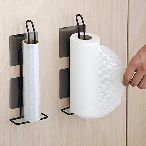 TORMUND TORMUND Paper Towel Holder Multi Functional Kitchen Rack for Towel Holder Tissue Paper Rack Wine Glass Holder Adhesive Wall Mount Paper Towel Holder for Kitchen Bathroom Toilet Laundry 1Pcs Black - Image 5