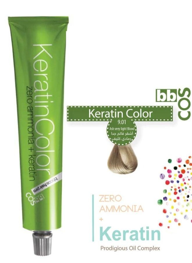 bbcos 100% Ammonia-Free Keratin Infused Ash Very Light Blonde Hair Color 100 ml 9.01 