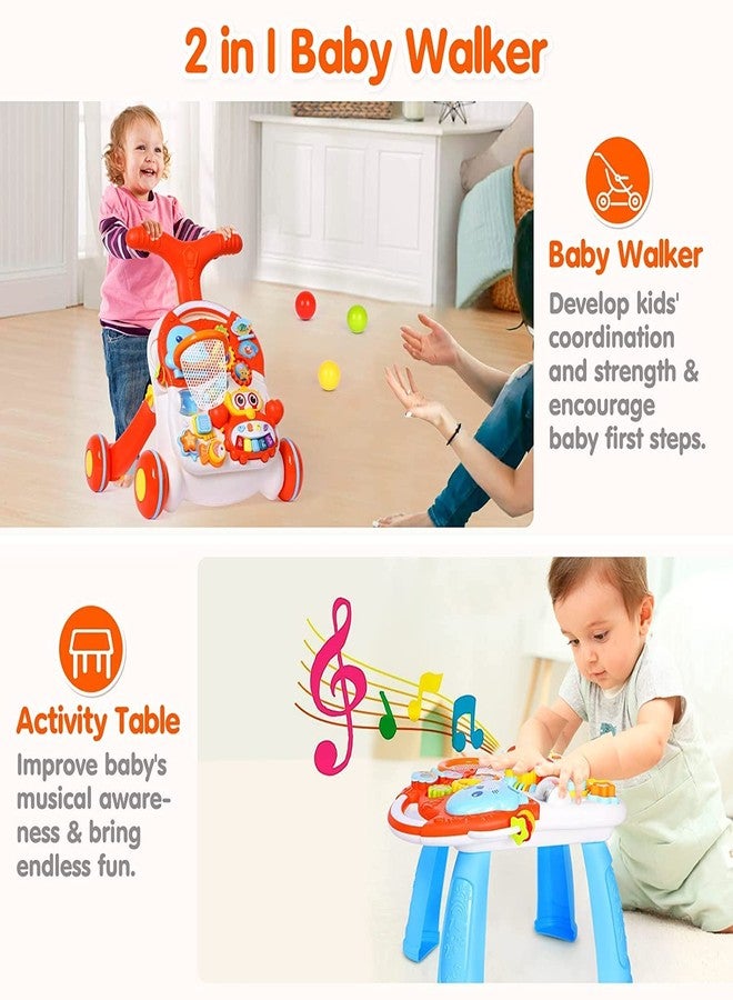 Mokshith Sit-to-Stand Walker with Activity Center Multifunctional Baby Push Walker with Interactive Learning Table Learning Infant for Toddlers, Kids 12-18 Months - Image 4