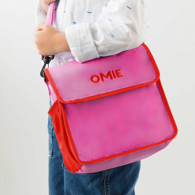 OMIE حقيبة غداء أومي أومي بوكس - قابلة للغسل، قابلة للطي، متينة، قماش مقاوم للماء مع جيب داخلي وحامل زجاجة خارجي (وردي) - Image 3