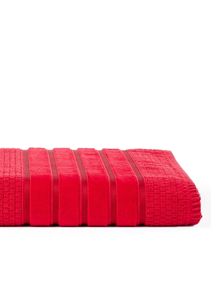 White Rose 100% Cotton Pop Corn Terry Dyed 525 Gsm Viscose Border Bath Sheet Red 80x160cm - Image 3