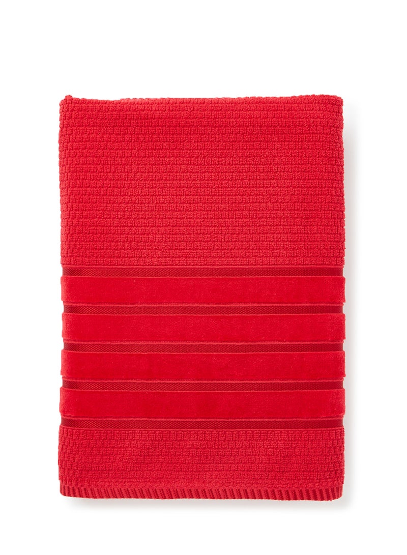 White Rose 100% Cotton Pop Corn Terry Dyed 525 Gsm Viscose Border Bath Sheet Red 80x160cm - Image 2