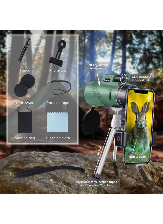 Pankoo 40X60 Monocular Telescope with Smartphone Holder & Tripod, 2023 Power Prism Compact Monoculars for Adults Kids, HD Monocular Scope for Bird Watching Hiking Concert Travelling  - Image 5