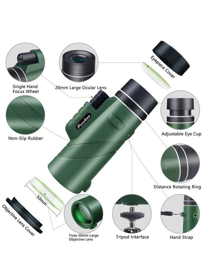 Pankoo 40X60 Monocular Telescope with Smartphone Holder & Tripod, 2023 Power Prism Compact Monoculars for Adults Kids, HD Monocular Scope for Bird Watching Hiking Concert Travelling  - Image 2