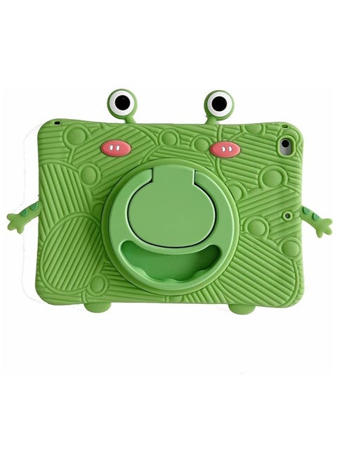 Cute Kawaii Soft Silicone Green Frog Pattern Tablet Case with 360° Rotatable Foldable Kickstand Shockproof Cover Case for iPad Mini 5 7.9