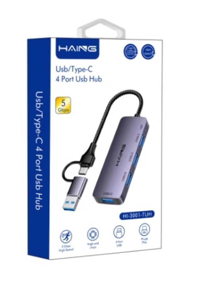 Haing 4 IN1 USB &TYPE-C HUB 4PORT - Image 1