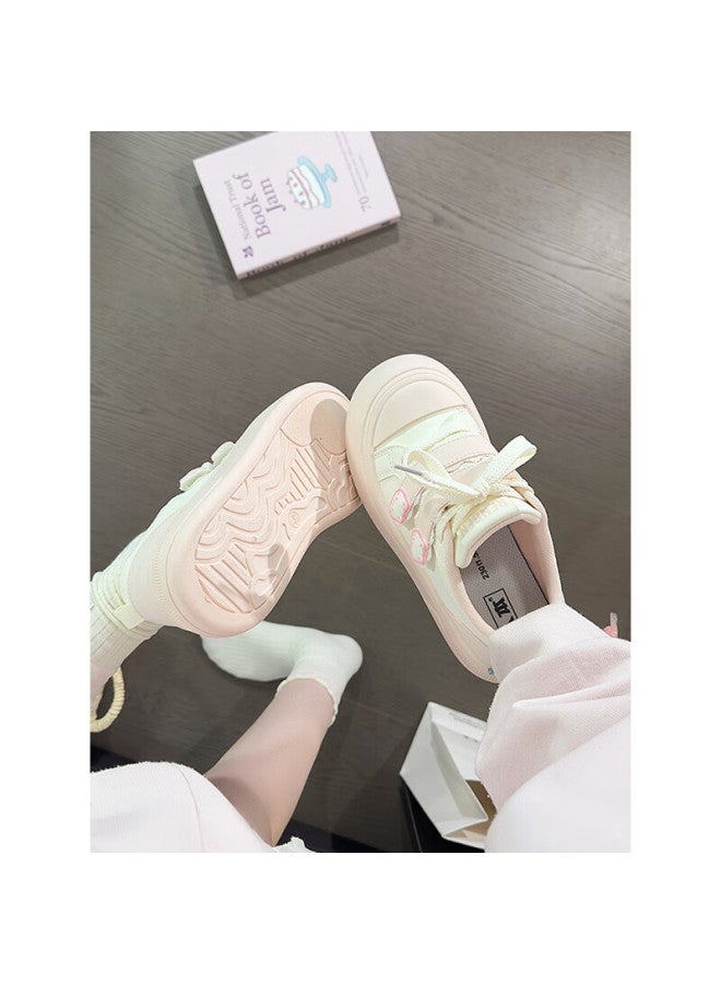 Humanity Renben Cute Magic Tape White Shoes Women Popular Ugly Cute Big Head Shoes Versatile Sneakers Pink White Size 35 - Image 3