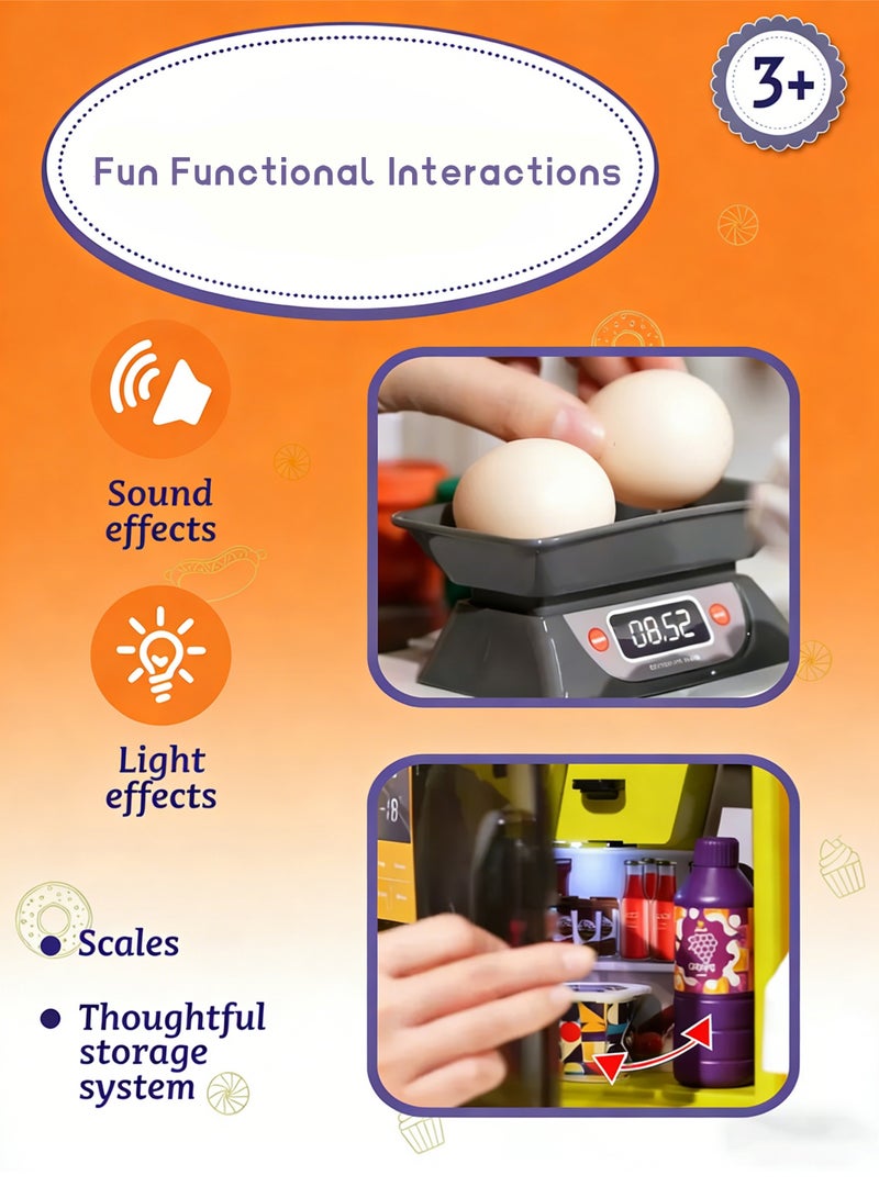 مي فازا 65 قطعة من ألعاب التظاهر بالسوبر ماركت مع عربة، وسجل نقدي، وسجل نقدي مع ماسح ضوئي وصوت، لعبة هدية مثالية للأطفال من سن 3 سنوات فما فوق، وأعياد الميلاد - Image 4