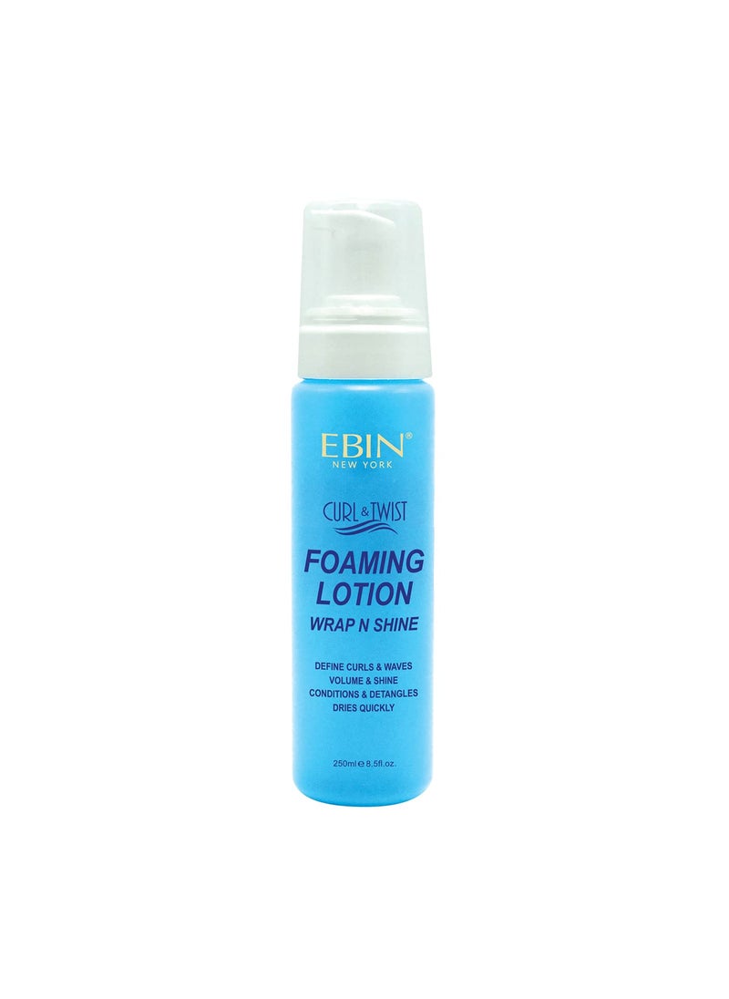 EBIN NEW YORK Curl & Twist Foaming Lotion Original - 8.5 oz/ 250ml | Enhancing Natural High Shine Curls, Taming Flyaways, Adding Volume - All Day Definition 
