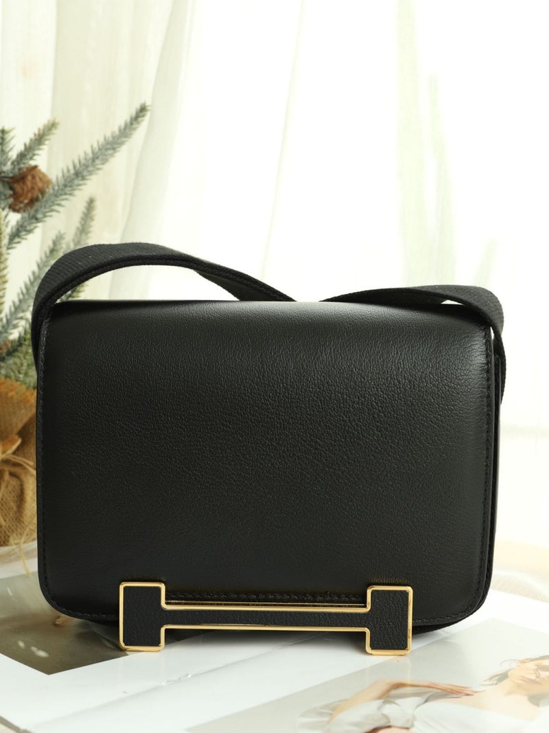 Advanced Sense New Wide Shoulder Strap Clog Bag Solid Color Casual Shoulder Crossbody Bag Flip Small Square Bag All-Match Tofu Bag - Image 2