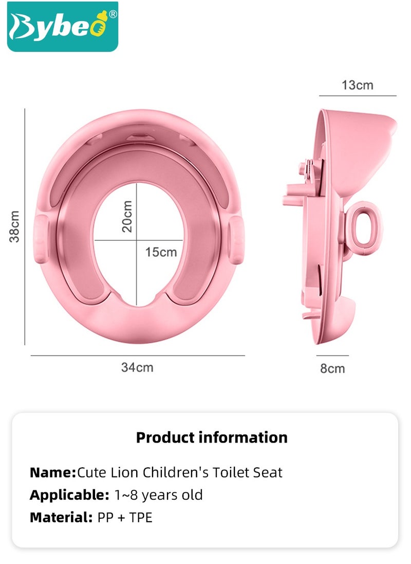 Potty Training Seat, Removable Design Toilet Train Seats, Potties Chair for Kids Toddlers Boys Girls, Portable Children Travel Toileting Toilets, with Handles and Backrest, Cartoon Lion Shape