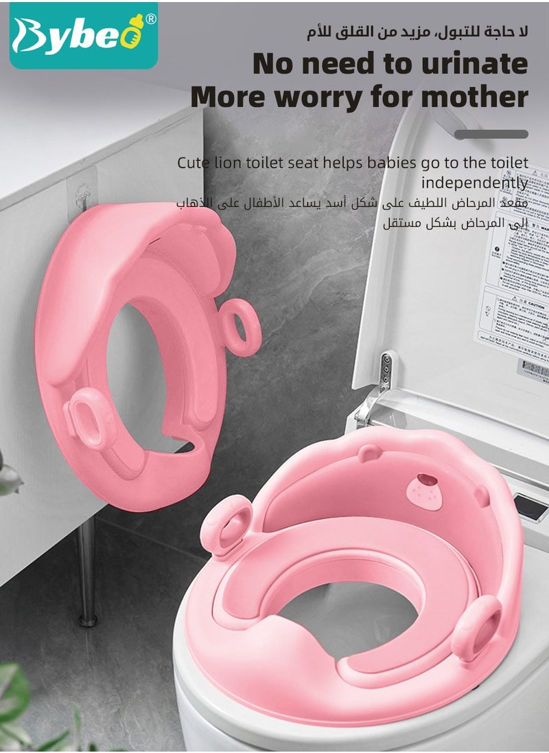 Potty Training Seat, Removable Design Toilet Train Seats, Potties Chair for Kids Toddlers Boys Girls, Portable Children Travel Toileting Toilets, with Handles and Backrest, Cartoon Lion Shape
