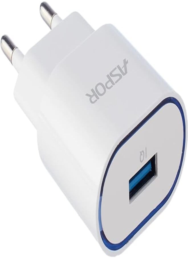 Aspor Aspor A818PLUS Wall Charger with Charging Cable Type C, 2.4A, Charging Port - White 