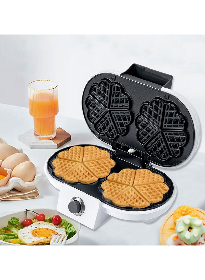 سوكاني صانعة الوافل الكهربائية على شكل قلب: لوحان وتسخين سريع - شكل بيضاوي أبيض مع طبقة غير لاصقة ومقاومة للخدش للوافل البلجيكي - Image 1