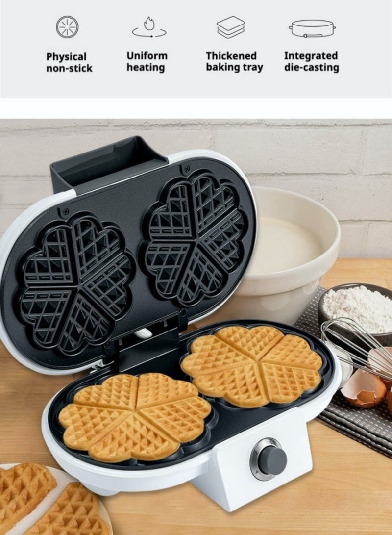 سوكاني صانعة الوافل الكهربائية على شكل قلب: لوحان وتسخين سريع - شكل بيضاوي أبيض مع طبقة غير لاصقة ومقاومة للخدش للوافل البلجيكي - Image 4