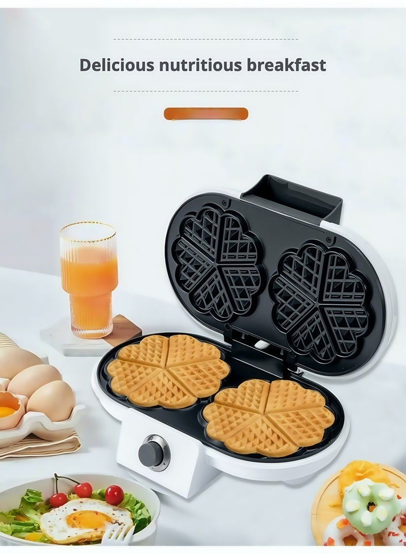 سوكاني صانعة الوافل الكهربائية على شكل قلب: لوحان وتسخين سريع - شكل بيضاوي أبيض مع طبقة غير لاصقة ومقاومة للخدش للوافل البلجيكي - Image 3