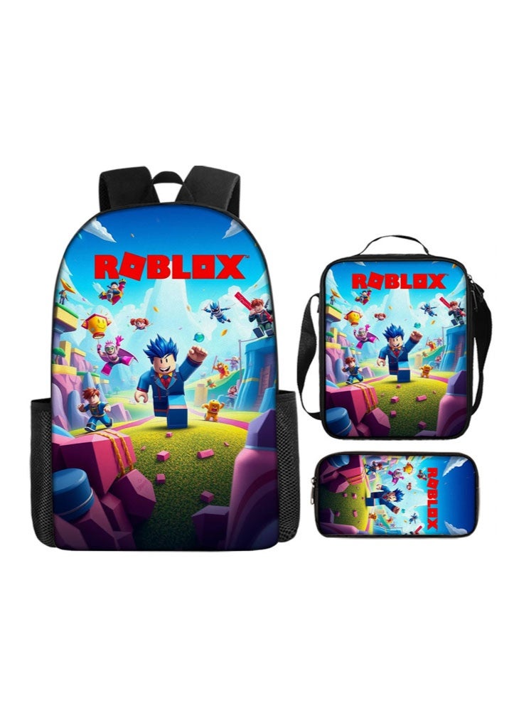 روبلوكس على ظهره مقلمة حقيبة ثلاثة قطعة دعوى الرجال والنساء الترفيه الرياضة حقيبة السفر طالب حقيبة المدرسة - Image 1