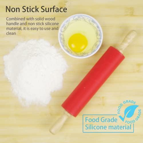 Remeel Silicone Rolling Pin for Baking Non-stick Rolling Pin Dough Roller Wooden Handle Kitchen Accessories Pastry Roller - Image 4