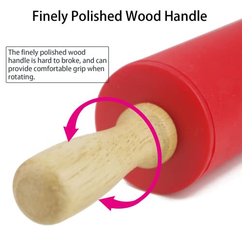 Remeel Silicone Rolling Pin for Baking Non-stick Rolling Pin Dough Roller Wooden Handle Kitchen Accessories Pastry Roller - Image 3
