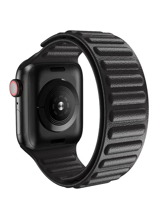 ACLIX Replacement Leather Link Apple Watch Band for 45/44/42mm Black - Image 2