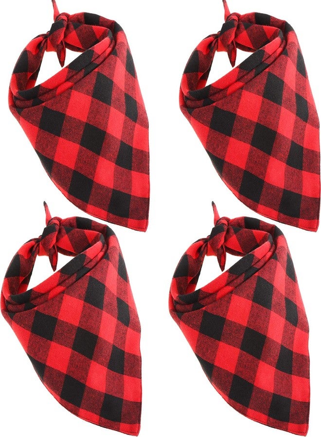 Bememo 4 Pack Christmas Dog Bandanas Classic Buffalo Plaid Pet Bandana Scarfs Triangle Bibs Dog Kerchief Costume Accessories for Small Medium Large Pets Cats Dogs (L Size) - Image 1