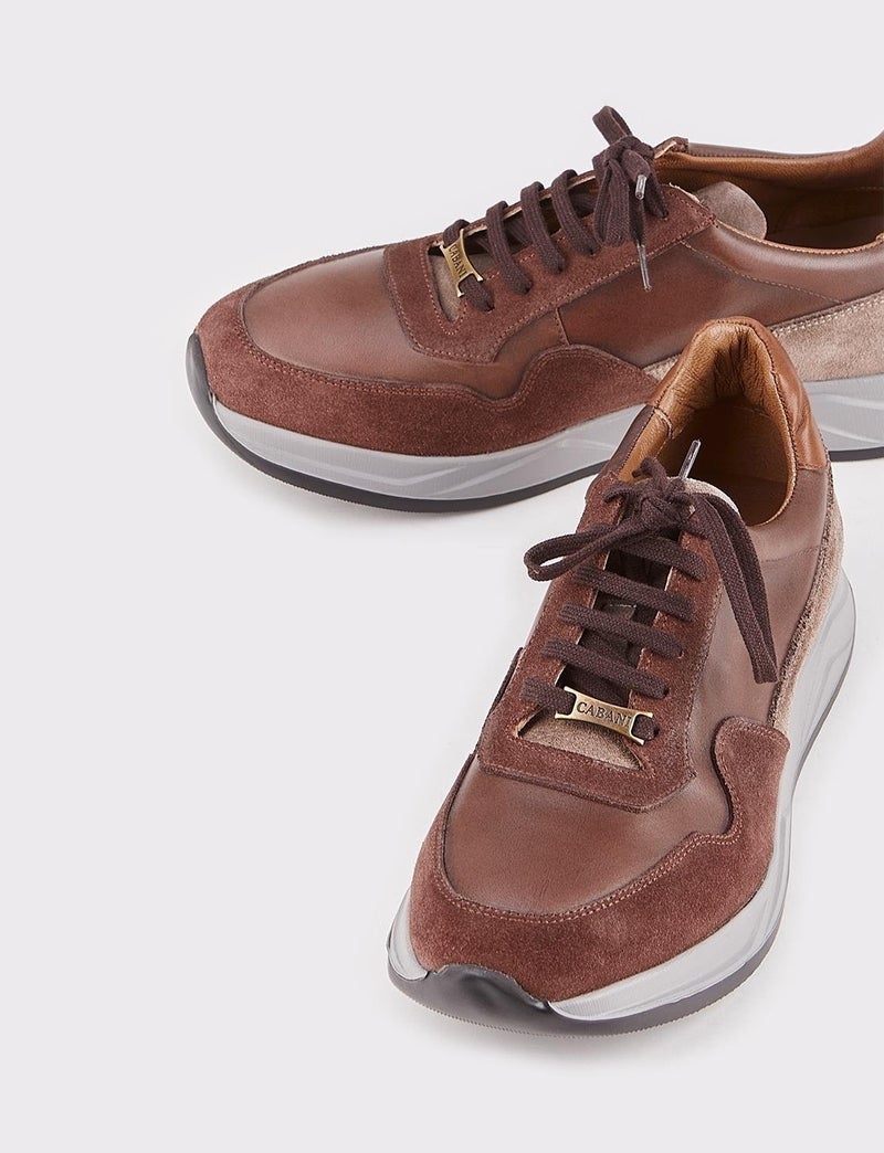 Cabani Special Design Amalfi Leather Light Sole Men's Sneaker Shoes 507M1520 Brown  - Image 4
