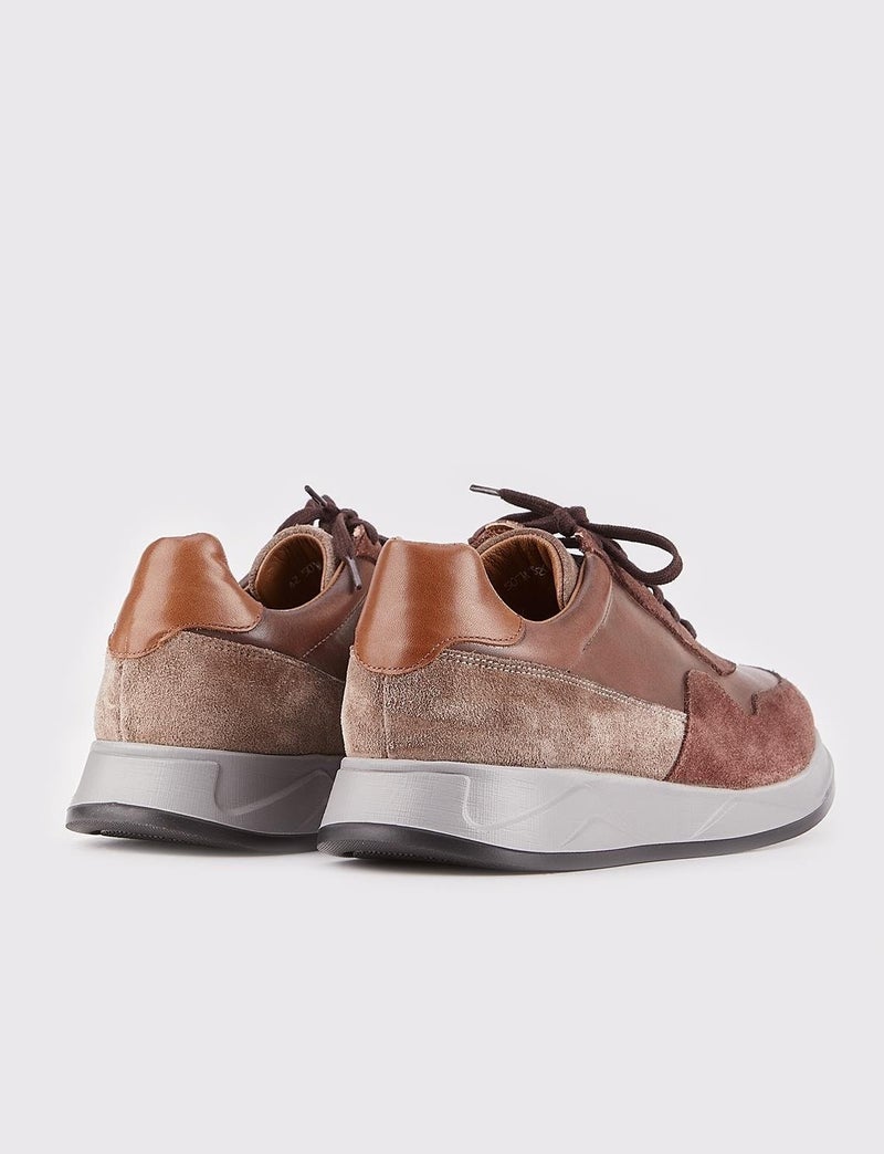 Cabani Special Design Amalfi Leather Light Sole Men's Sneaker Shoes 507M1520 Brown  - Image 3