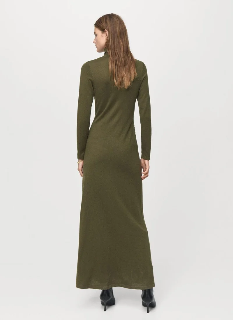 MANGO Turtleneck dress with brooch