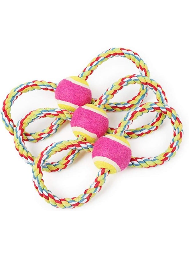1 pc Pet Guard Figure 8 Rope Toy for Chewing and Teething for Dogs & Puppies Dog Rope Toy, Interactive Tug of War Toy for Large and Medium Breed Chewers, Heavy Duty Cotton Chew Toy（pink） - Image 2