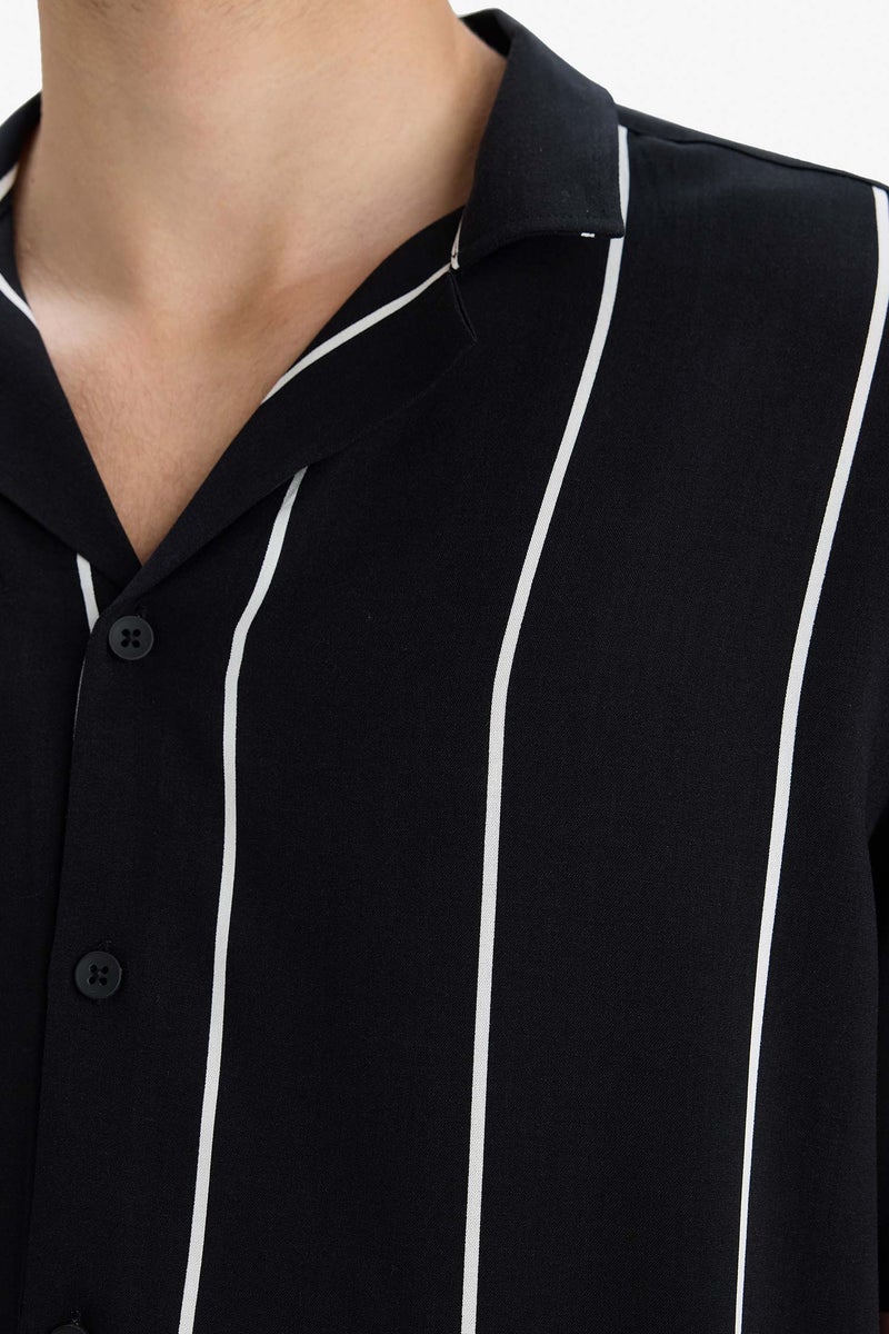 DeFacto Black Man Regular Fit Striped Summer Shirt Casual - Image 5