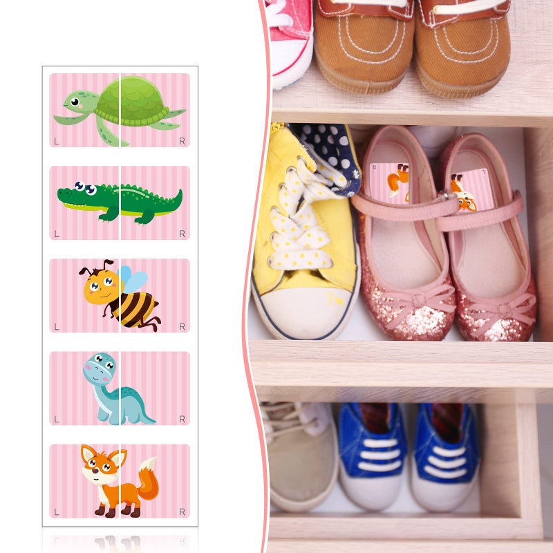 Spakon 60 Pieces Shoe Stickers for Kids Cute Right Left Animal Stickers for Children Shoes - Image 3
