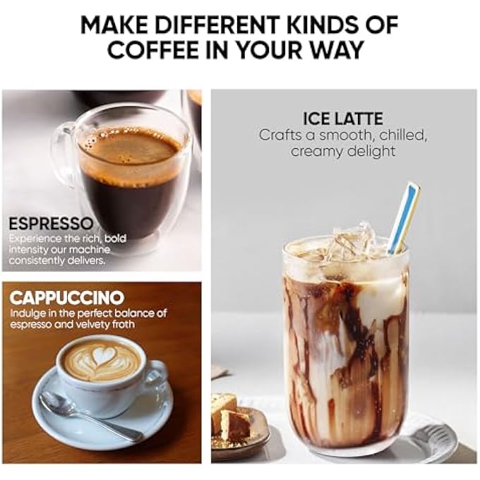 نيكاي ماكينة صنع قهوة اسبريسو كابتشينو لاتيه من الفولاذ المقاوم للصدأ مع فلتر 2 كوب ونظام تسخين مسبق ورغوة عالية الضغط مثالية للمنزل والمكتب Nem230A ضمان لمدة عامين - Image 3
