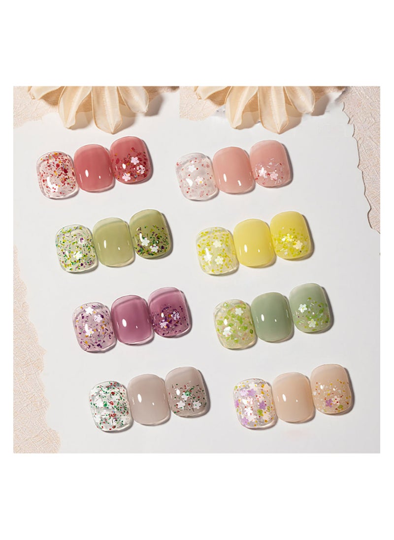 Miss Gooey Nail Polish Colors Cream Solid Gel Colorful Waterproof Canned Field Flowers With ice Quick Dry 60 Seconds Salon-Quality Bright Soak off UV Lamp Required Home DIY Manicure 8g with Brush  - Image 2