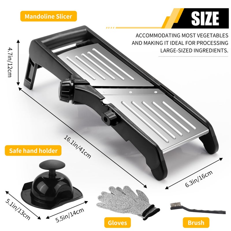 BINGBING Mandoline Food slicer for kitchen, Adjustable Stainless Steel Mandoline Vegetable slicer, Food slicer Onion Potato Chip French Fry, 7 in-1 Adjustable Blade, Including 1 Pair of Gloves - Image 2