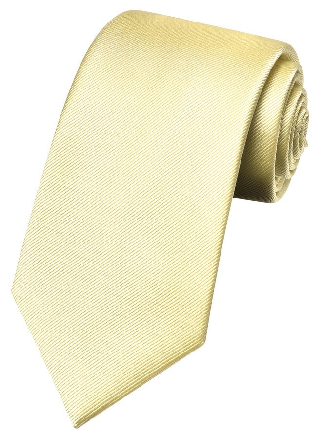 GUSLESON Light Yellow Ties For Men Solid Wedding Neckties and Pocket Square Cufflinks Sets (0789-43) - Image 2