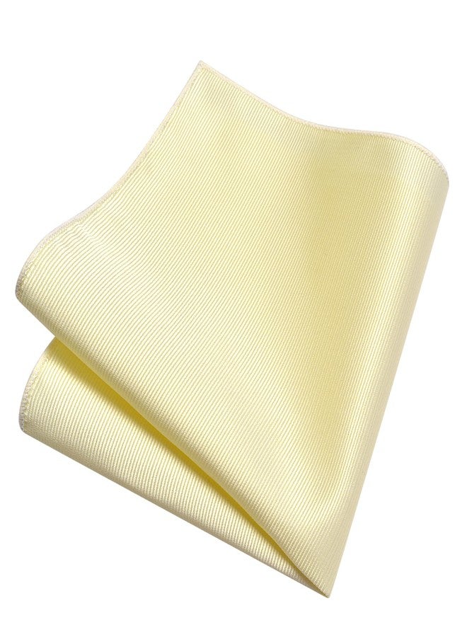GUSLESON Light Yellow Ties For Men Solid Wedding Neckties and Pocket Square Cufflinks Sets (0789-43) - Image 4