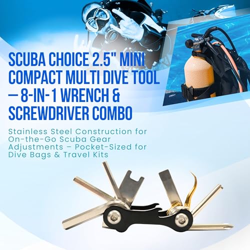 Scuba Choice 8-in-1 Scuba Diving 2.5" Black Mini Compact Multi Dive Tool - Image 2
