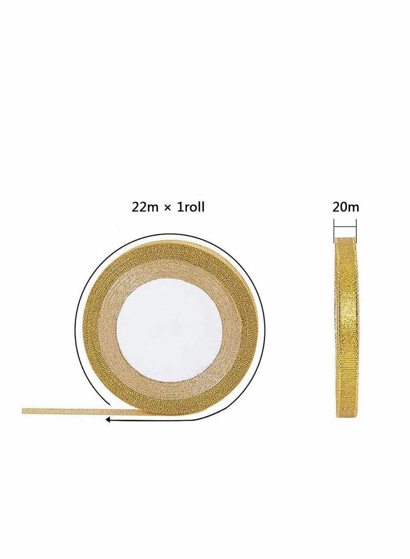 Excefore Metallic Glitter Ribbon, Decoration Gift Wrapping Ribbons Organza Glitter Ribbons for Holiday Wedding Birthday Party Decoration Gift Wrapping (2 Pcs Golden + 2 Pcs Silvery) - Image 4