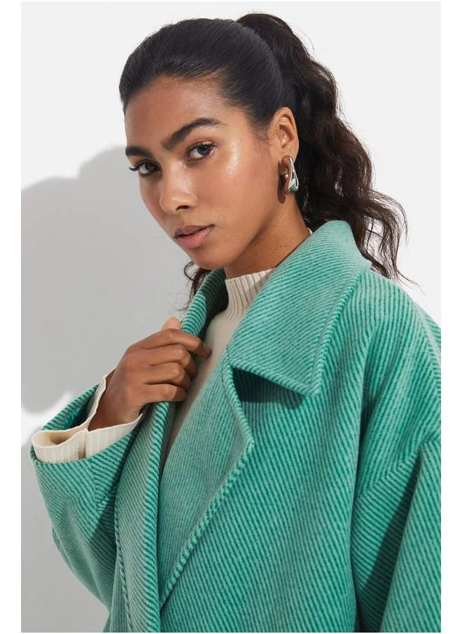 جون June Low Sleeve Oversize Coat Dark Green