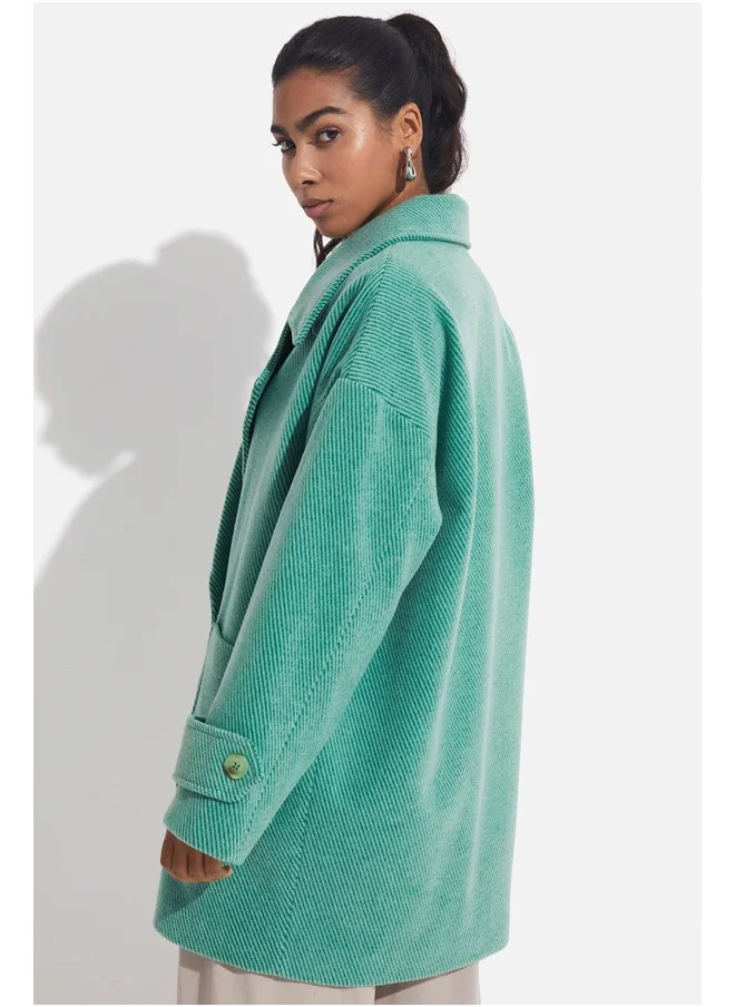 جون June Low Sleeve Oversize Coat Dark Green