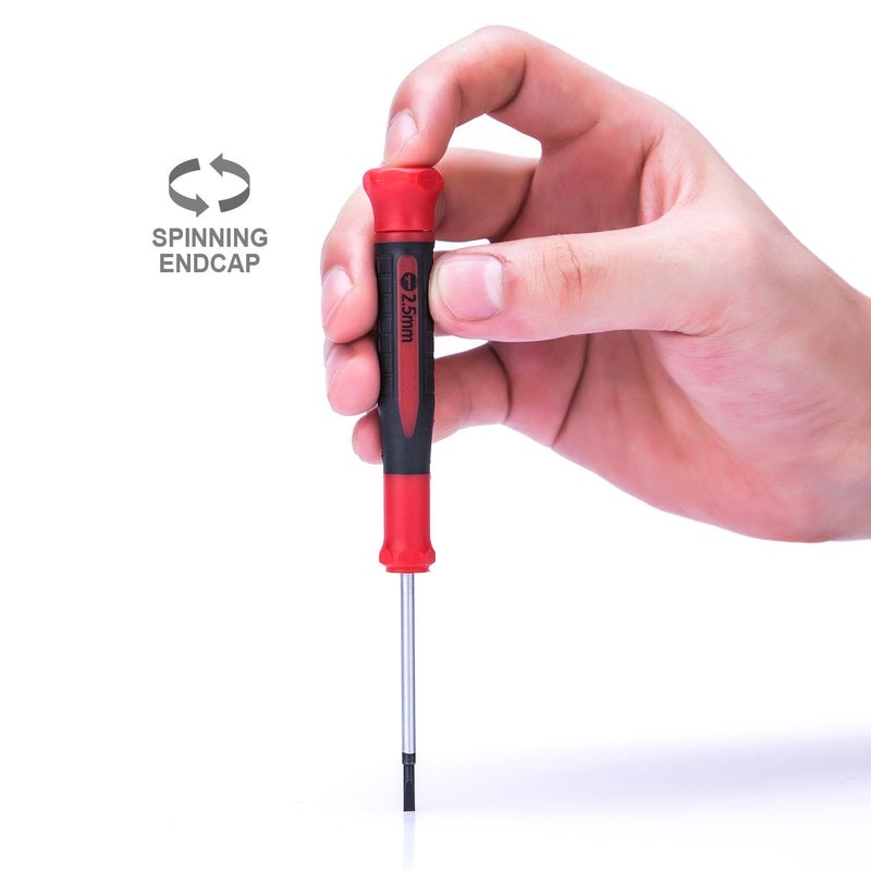 EFFICERE مجموعة مفكات دقيقة من إيفيسير 9 قطع | فيليبس #0، #00، #000 | مسطح 1.5 مم، 2.0 مم، 2.5 مم | توركس T5، T6، T7 | عمود من الفولاذ الكروم فانيوم المتين، طرف مغناطيسي، مقبض مريح، وغطاء نهاية دوار - Image 5