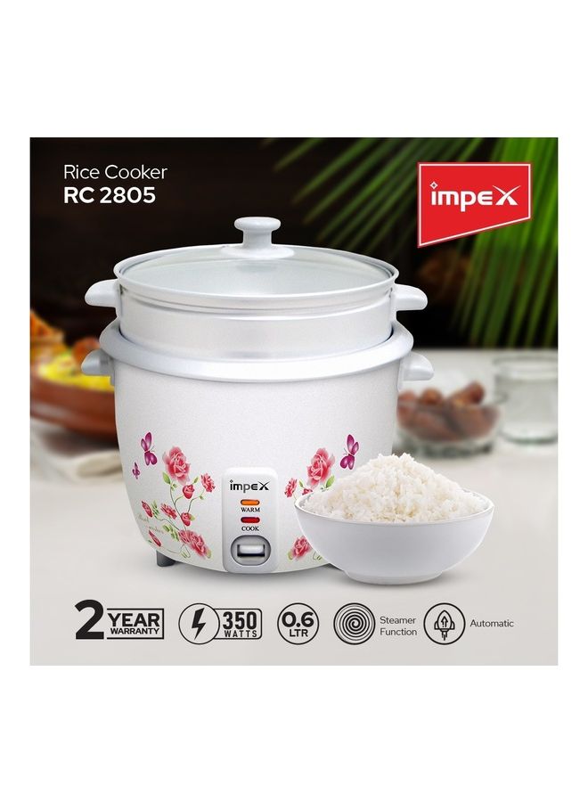 Impex Electric Drum Rice Cooker With Aluminium Inner Pot 0.6 L 350 W RC 2805 White - Image 2