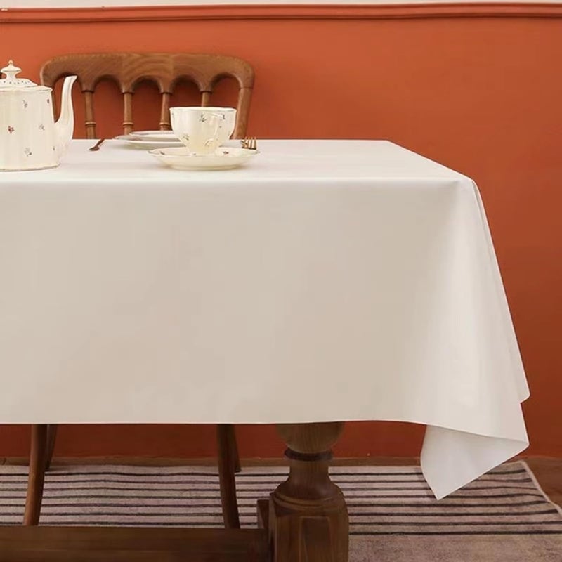 JDLYEVER Leather Tablecloth 200*140cm, French Pastoral Style, No-Wash Oil-Proof & Waterproof Coffee Table Cloth Rectangular Dining Table Mat, Easy to Clean, Heat-Resistant (White) - Image 1