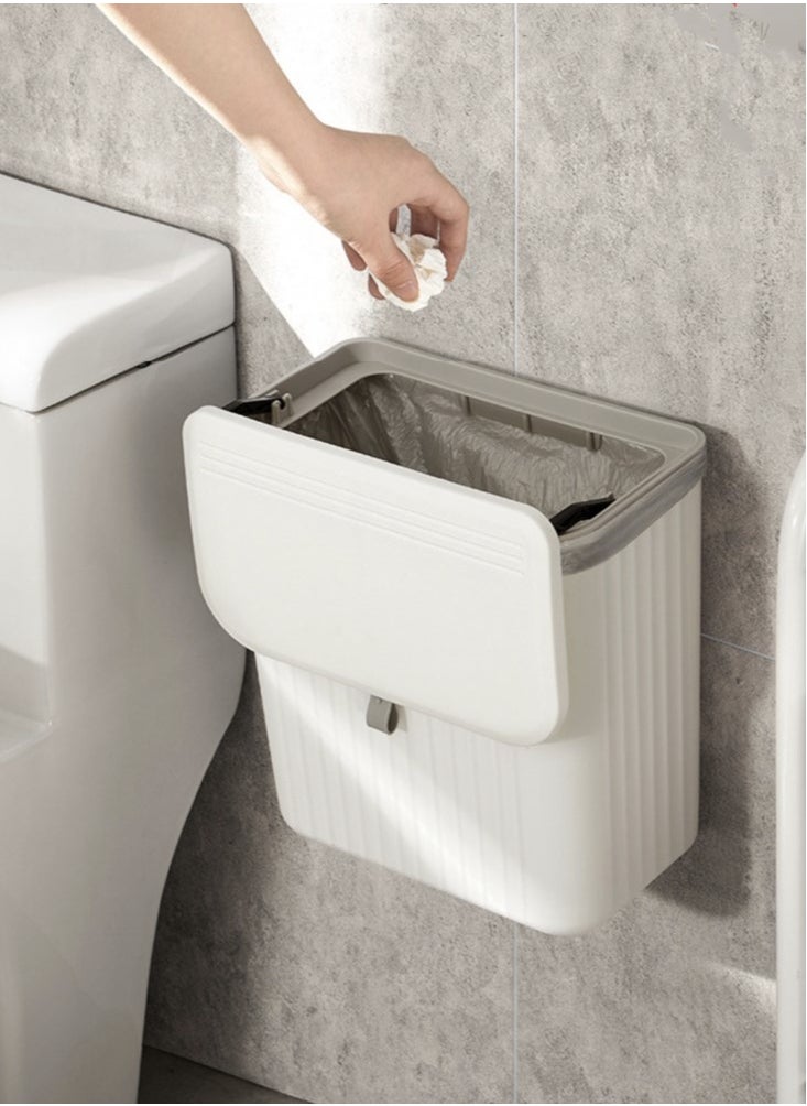 Kutis 1-Piece Clamshell Trash Can Wall Mounted Waste Bin Trash White 29x26x16 Centimeter  - Image 1
