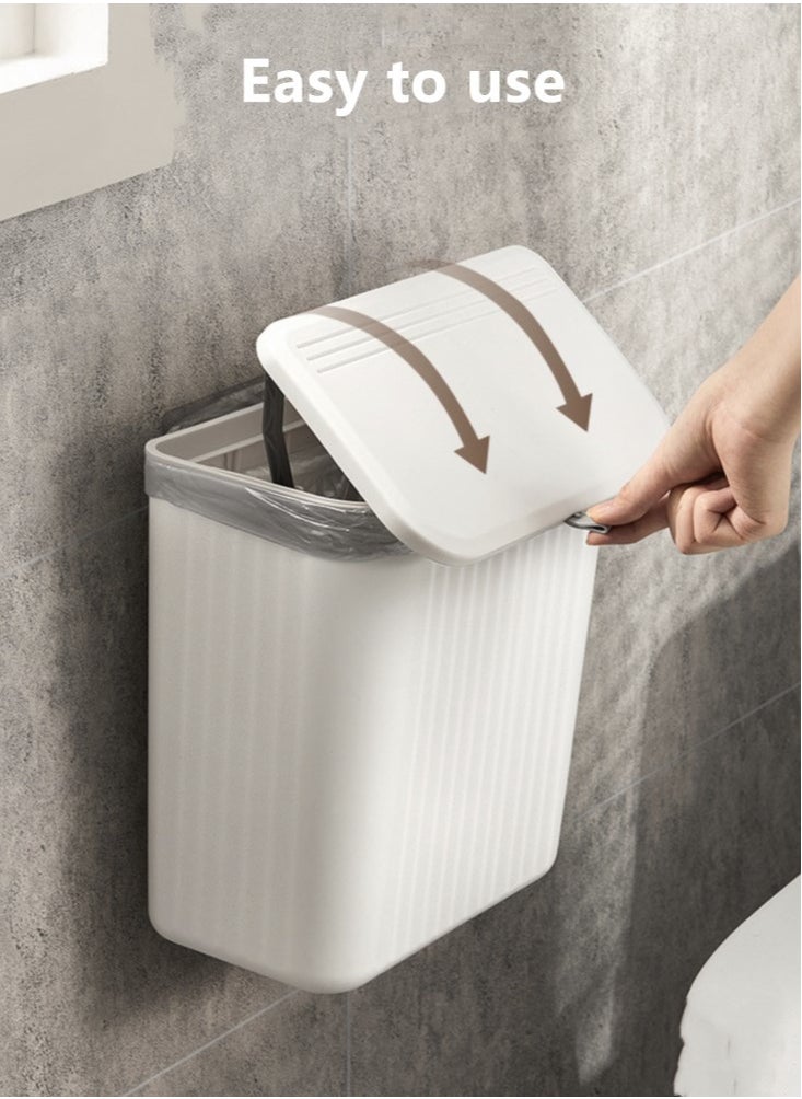 Kutis 1-Piece Clamshell Trash Can Wall Mounted Waste Bin Trash White 29x26x16 Centimeter  - Image 2