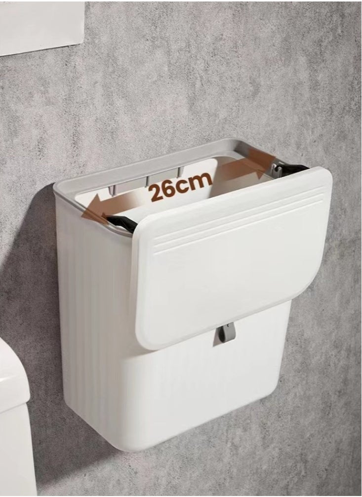 Kutis 1-Piece Clamshell Trash Can Wall Mounted Waste Bin Trash White 29x26x16 Centimeter  - Image 3