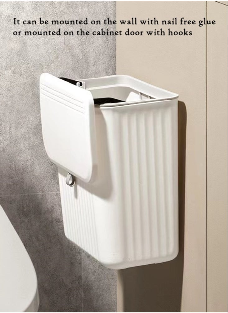 Kutis 1-Piece Clamshell Trash Can Wall Mounted Waste Bin Trash White 29x26x16 Centimeter  - Image 5
